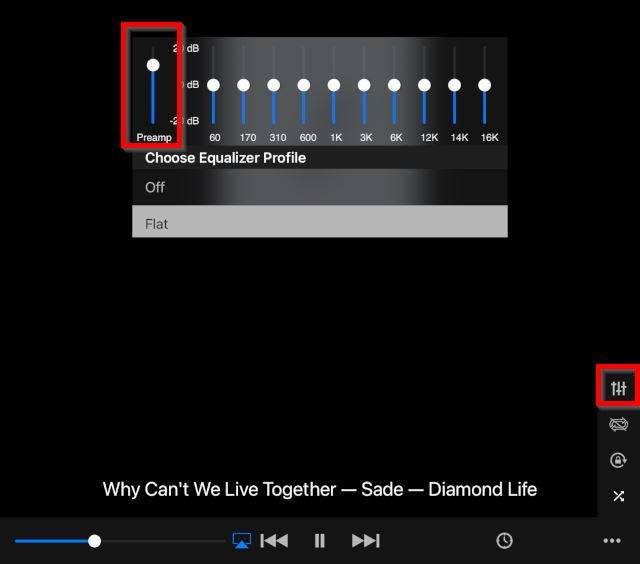 VLC player iOS-equalizer-preamp